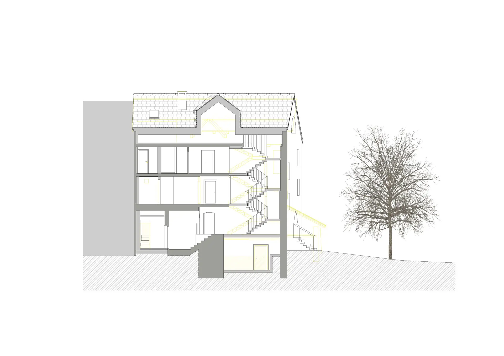 30_Umbau_Wohnhaus Ausserdorf Fläsch_Schnitt B